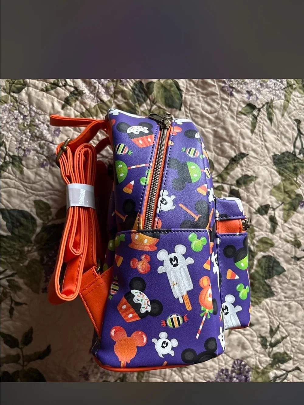 NWOT Purple Mickey Mouse Disney Halloween Mini Backpack with Orange & Green